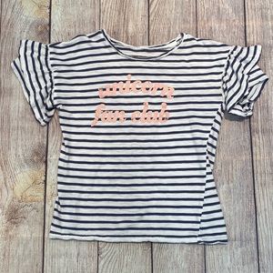 Girls Striped Unicorn Fan Club Shirt